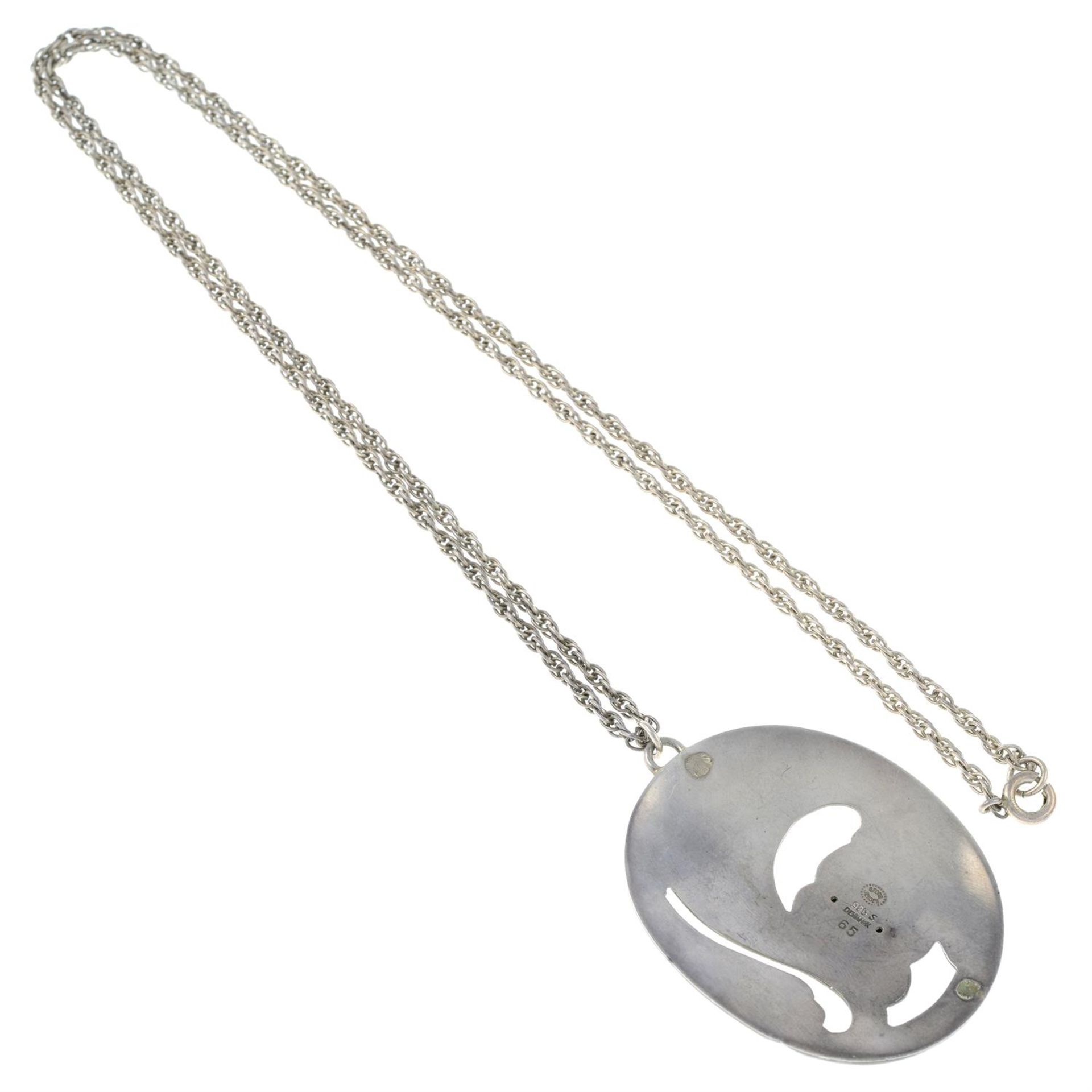 A berry and foliate pendant, by Georg Jensen, with chain. - Image 2 of 2