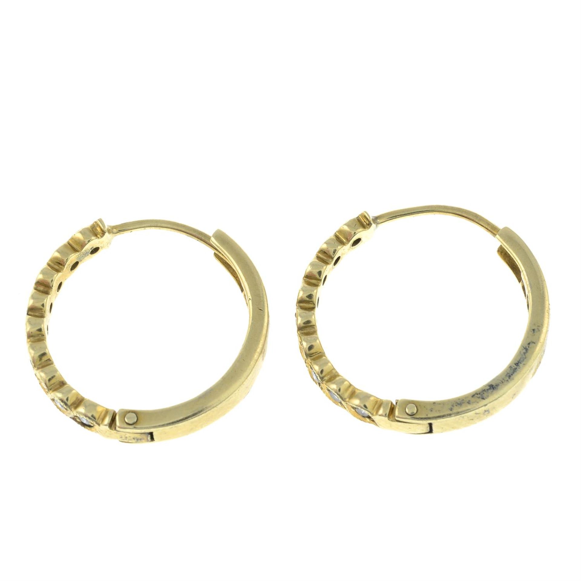 A pair of brilliant-cut diamond hoop earrings. - Image 2 of 2