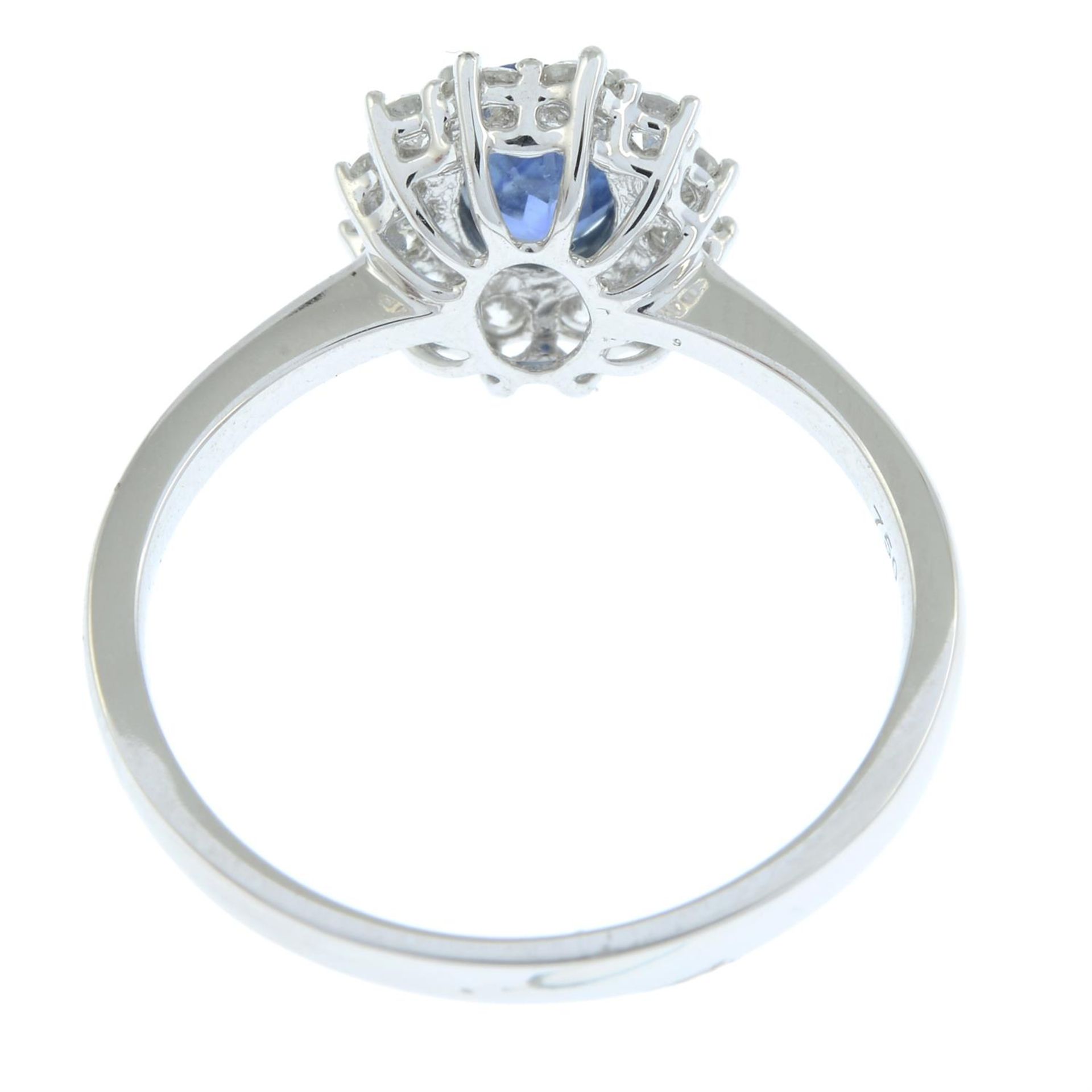 An 18ct gold sapphire and diamond cluster ring. - Image 2 of 2