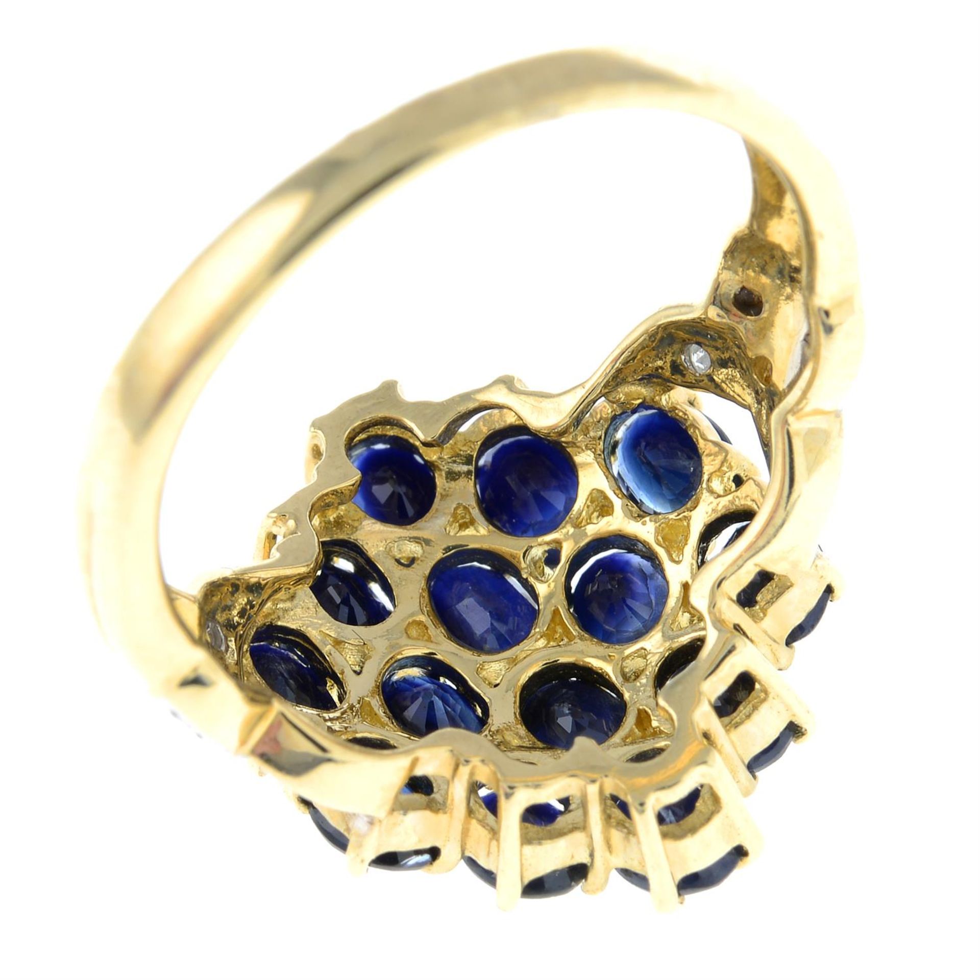 A 9ct gold sapphire and diamond dress ring. - Image 2 of 2