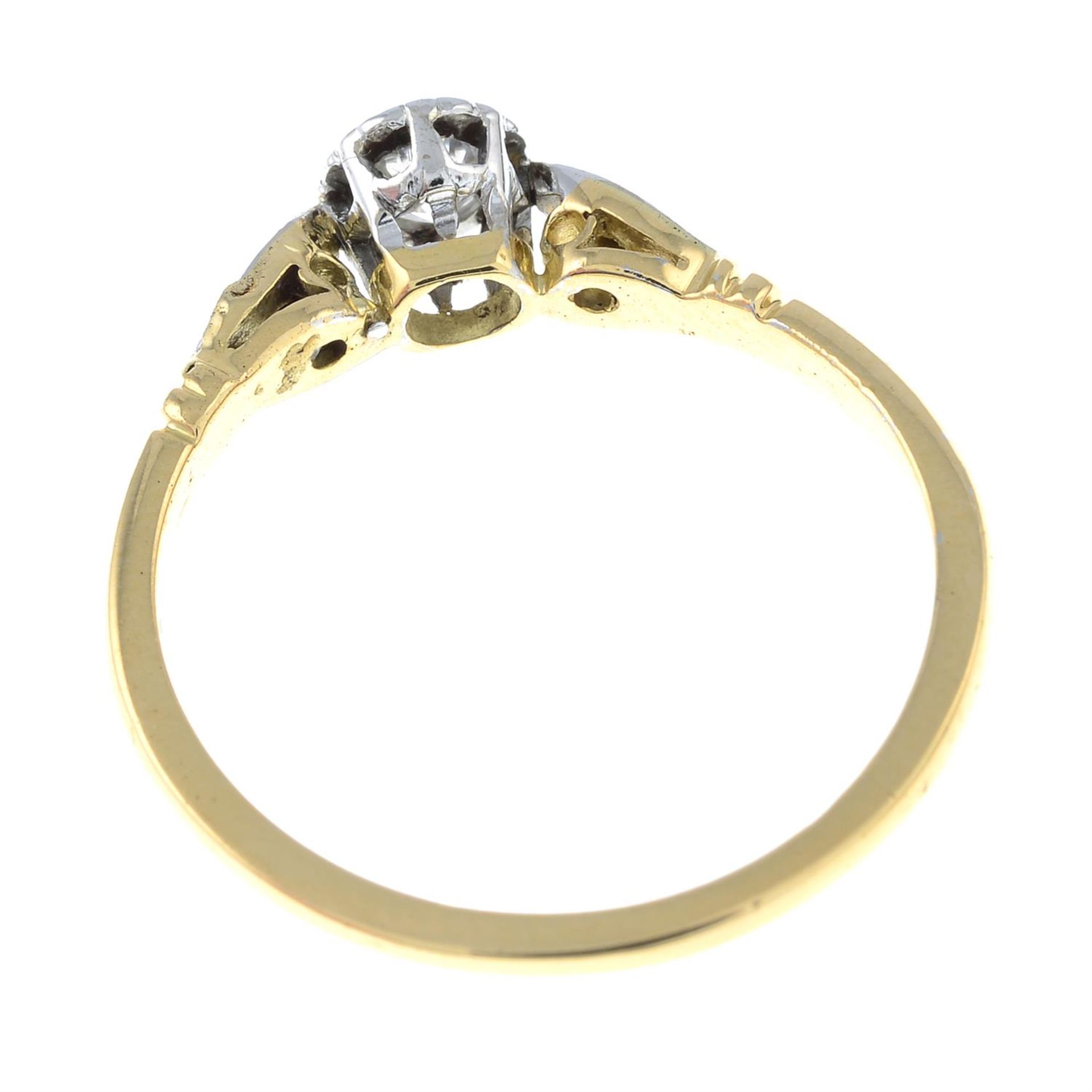 An 18ct gold brilliant-cut diamond single-stone ring, with diamond accent shoulders. - Image 2 of 2