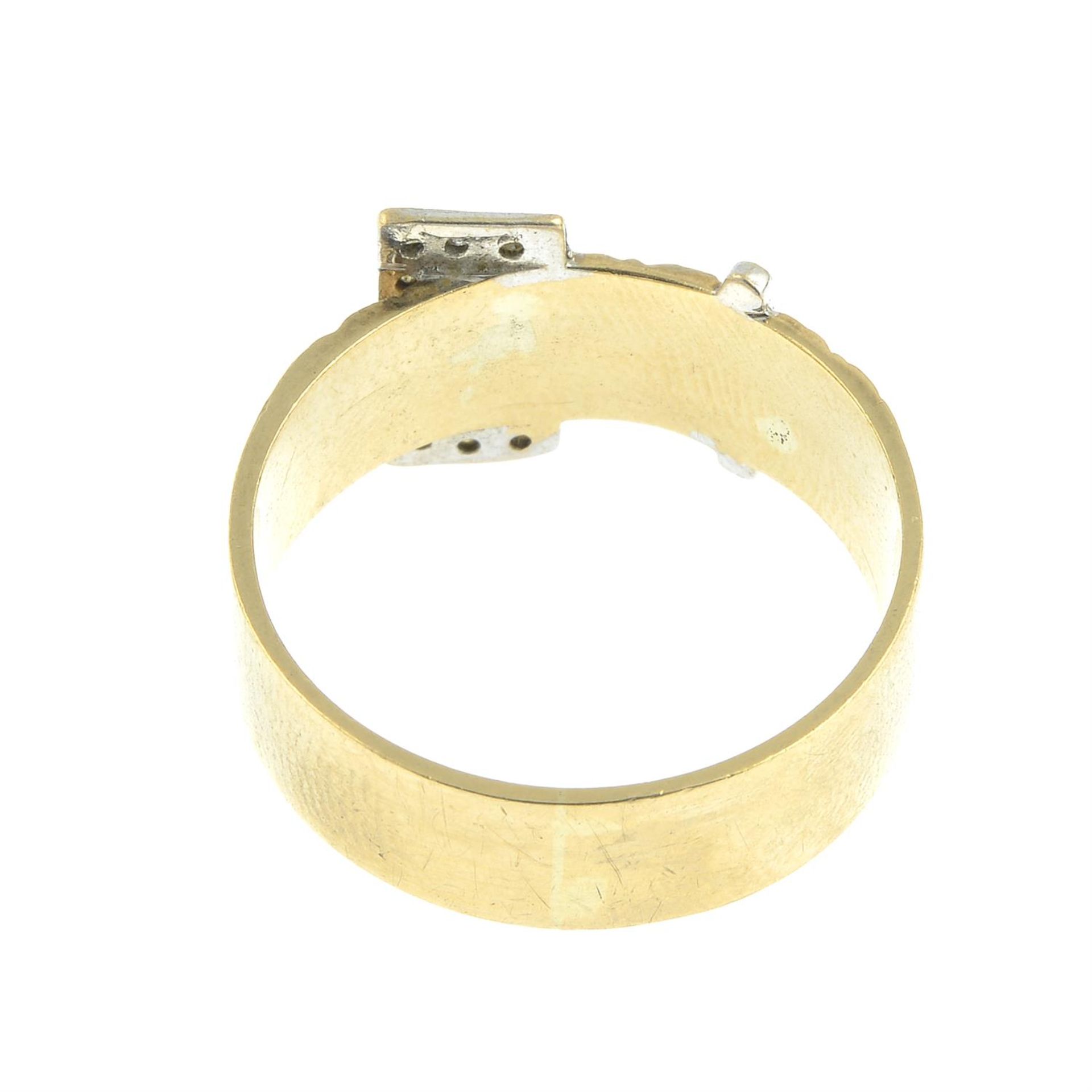 A 9ct gold buckle ring, with diamond accent. - Image 2 of 2