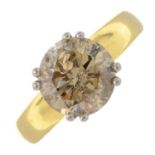 A 18ct gold 'brown' diamond single-stone ring.