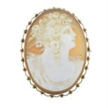 A late Victorian 9ct gold shell cameo brooch.