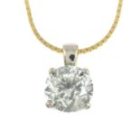 An 18ct gold brilliant-cut diamond single-stone pendant, with chain.