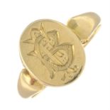 An early 20th century 18ct gold locket ring, with initial monogram motif.