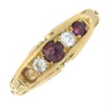 An Edwardian 18ct gold diamond and gem-set ring.