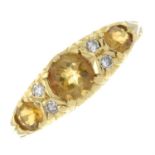 A 1960's 18ct gold citrine and single-cut diamond ring.