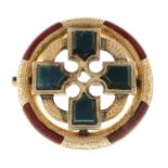 A late 19th century Celtic bloodstone and jasper brooch.