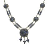 A lapis lazuli necklace.