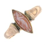 An agate marquise-shape cameo ring.