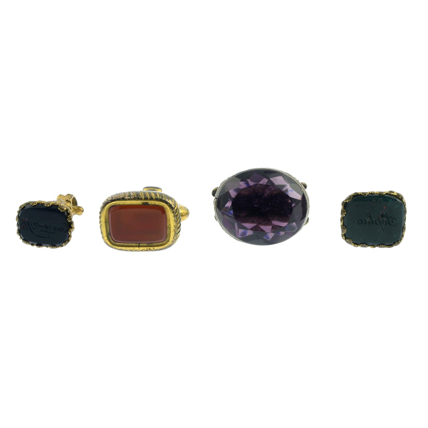 Four late Victorian gem-set fobs. - Image 2 of 2