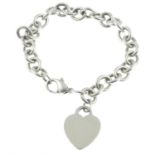 A silver heart tag charm bracelet, by Tiffany & Co.