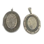 Two early 20th century silver floral lockets.