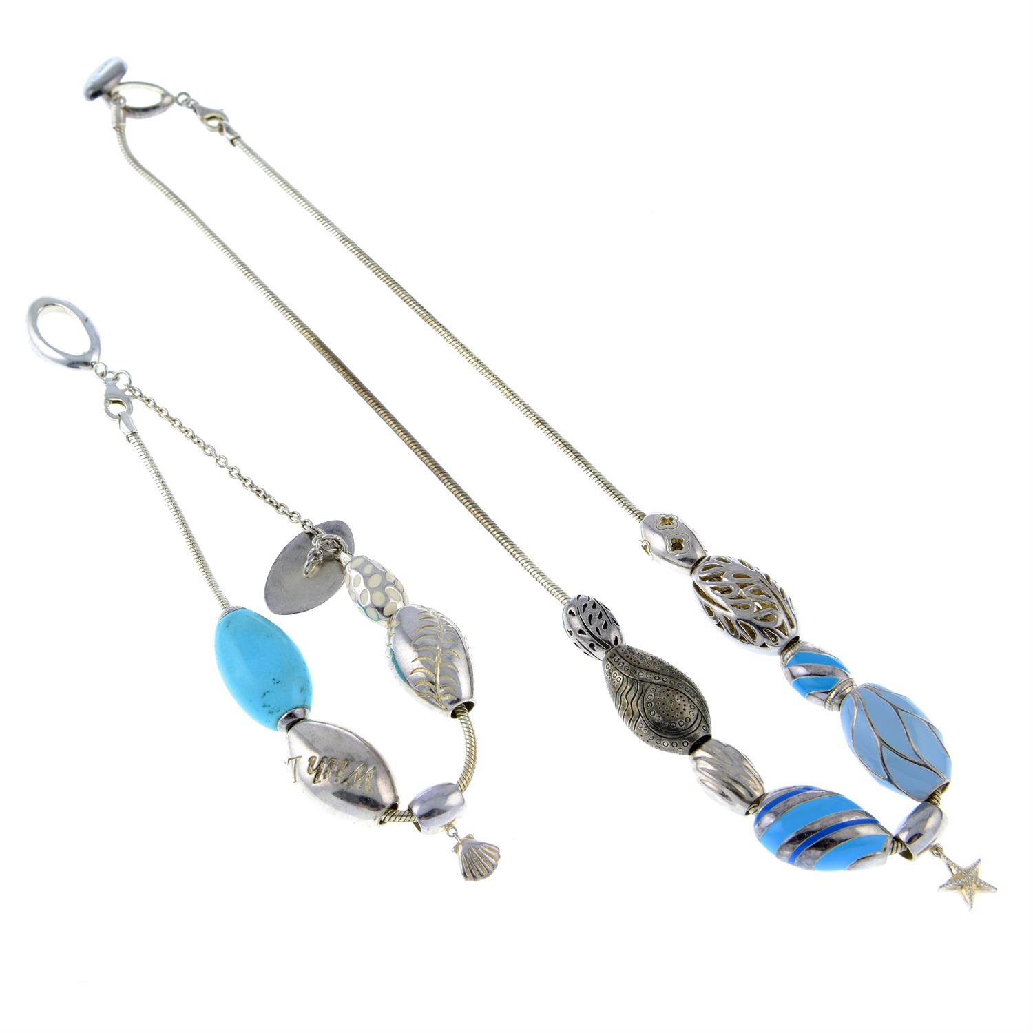 A necklace with enamel bead and bracelet with howlite and enamel beads, by Kit Heath. - Image 2 of 2