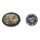 Two 19th century enamel micromosaic brooches.