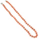 An early to mid 20th century coral bead necklace.