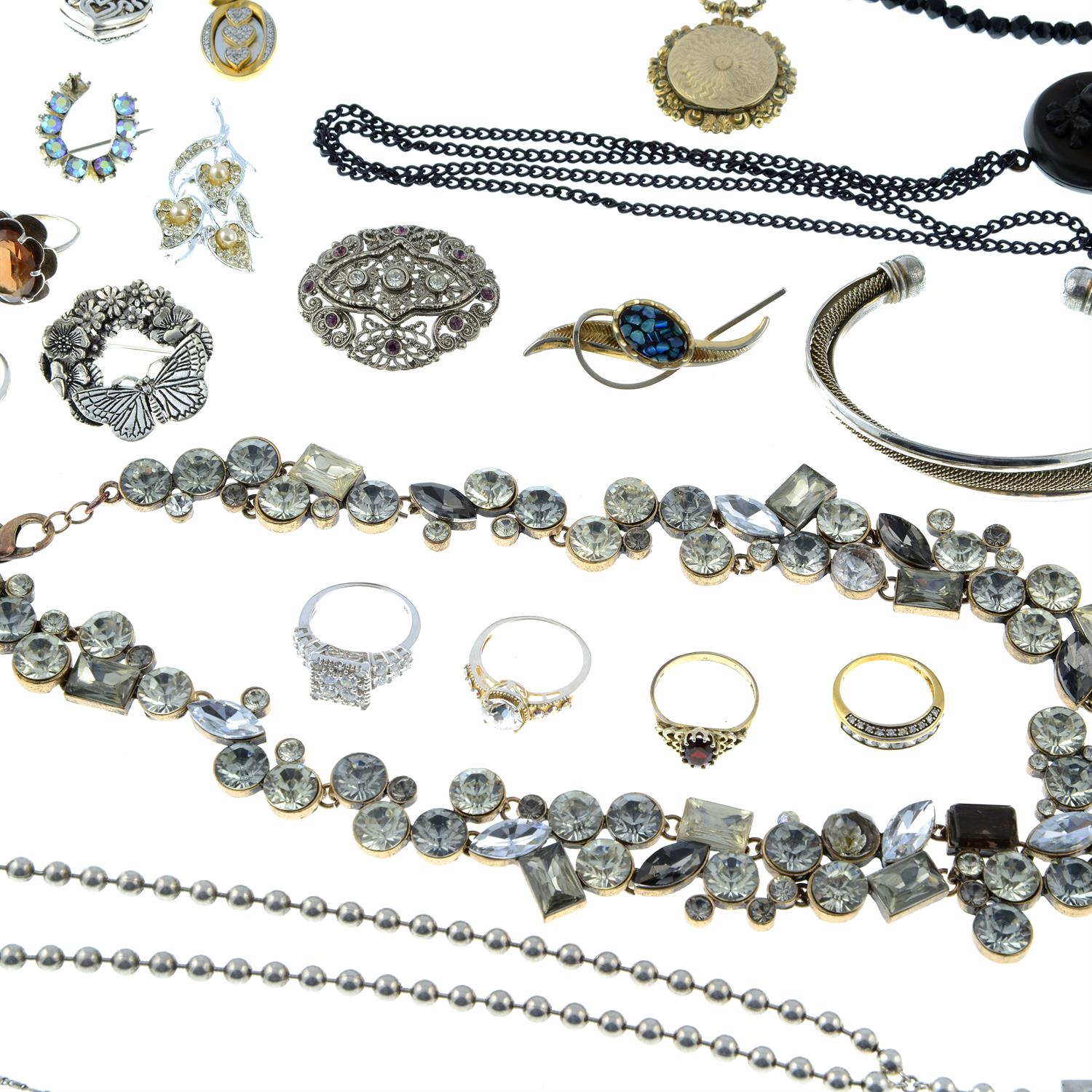 A selection of silver, white metal and costume jewellery. - Image 2 of 2