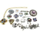 A selection of mostly Scottish silver and white metal jewellery.