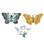Two mid 20th century enamel brooches, one by John Atkins & Sons, together with a later enamel