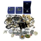 A selection of late 19th century and later silver jewellery, to include two vesta cases.