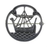 A mid 20th century silver openwork boat brooch.