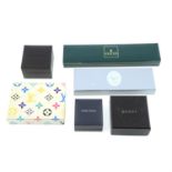 A selection of six designer jewellery boxes, to include Gucci and Louis Vuitton amongst others.