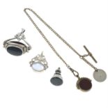 Four items of late Victorian and later gem-set jewellery, to include a late Victorian silver