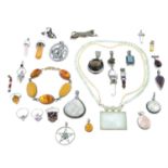 A selection of mostly gem-set white metal and other jewellery.