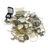 A selection of silver and costume jewellery.