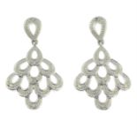 A pair of 9ct gold single-cut diamond drop earrings.