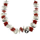 A ceramic bead and fish-link necklace, by Biche de Bere.