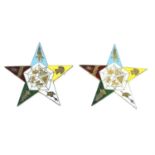 Two early 20th century silver enamel masonic star brooches.