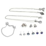 A selection of jewellery, to include two necklaces, a bracelet and five pairs of earrings,