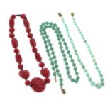 Three bead necklaces.