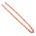 A carnelian single-strand faceted graduated necklace.