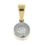 A bi-colour brilliant-cut diamond single-stone pendant.