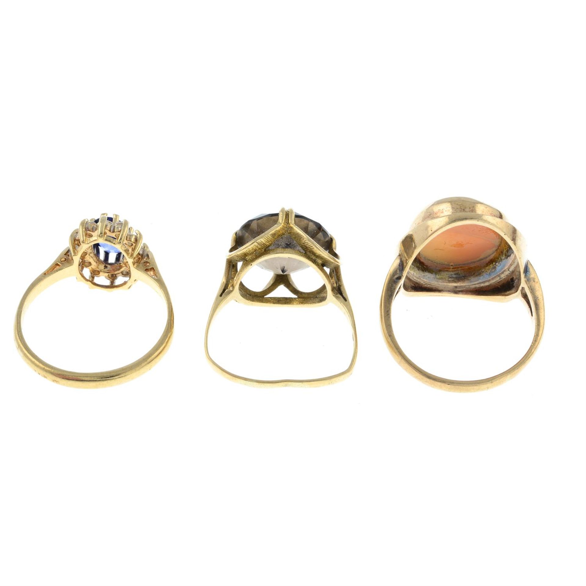 Three 9ct gold gem-set rings. - Image 2 of 2