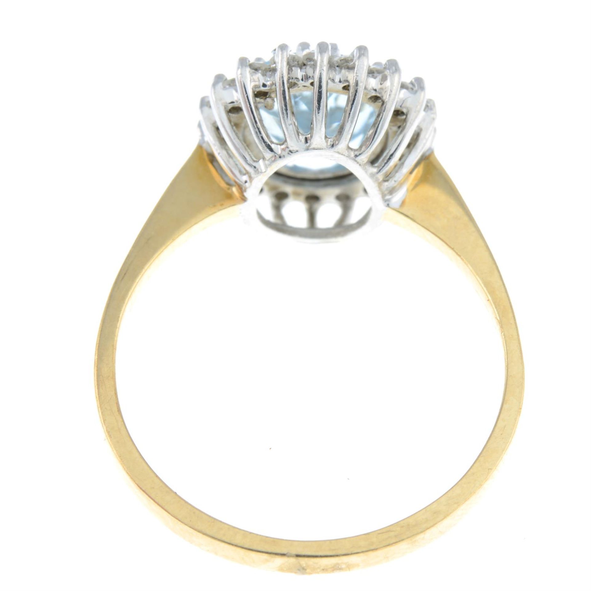 A 9ct gold aquamarine and diamond cluster ring. - Image 2 of 2