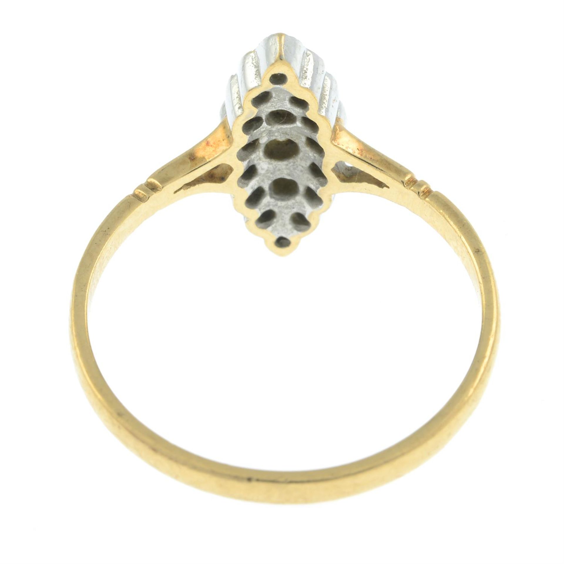 A 9ct gold diamond navette-shape cluster ring. - Image 2 of 2