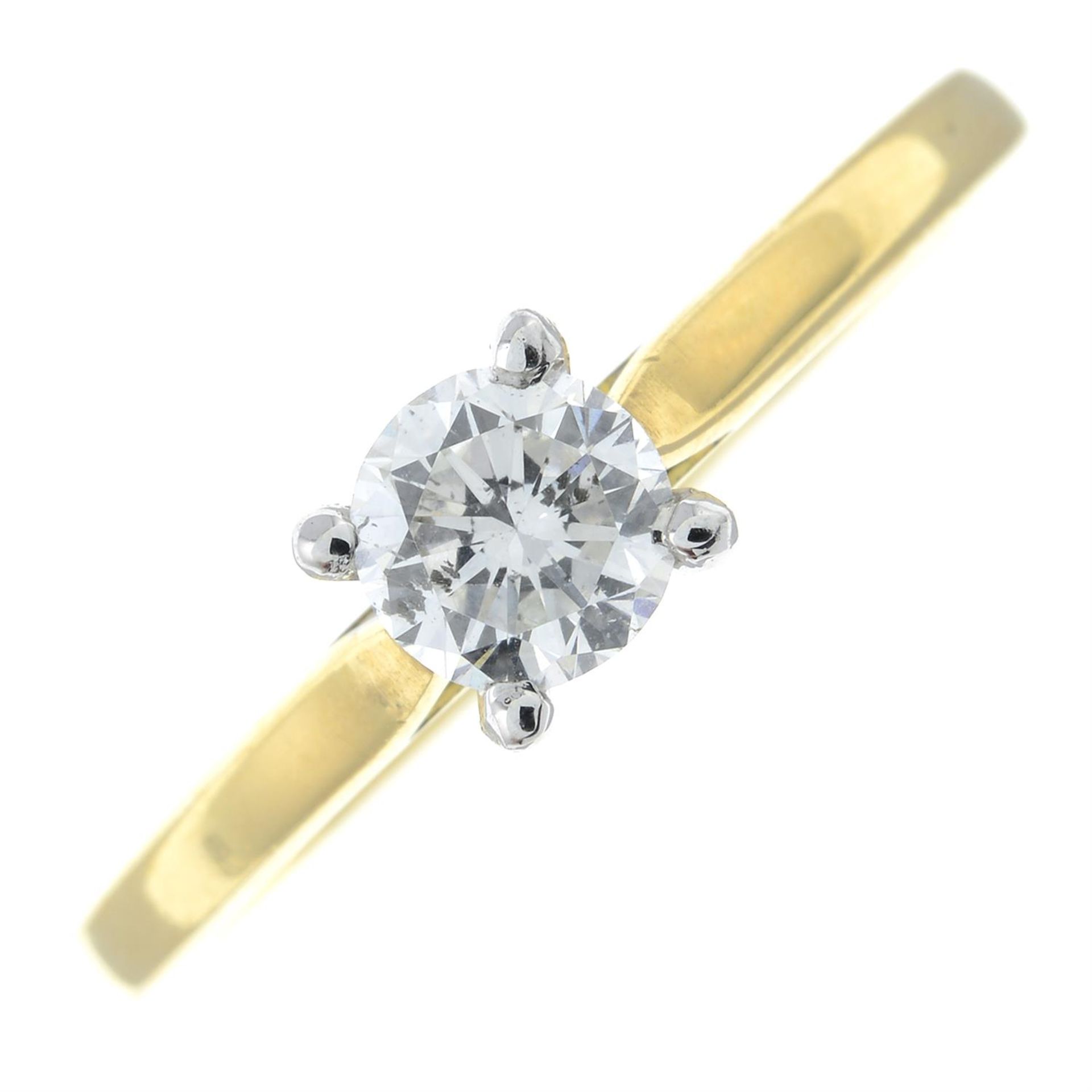 An 18ct gold brilliant-cut diamond single-stone ring.