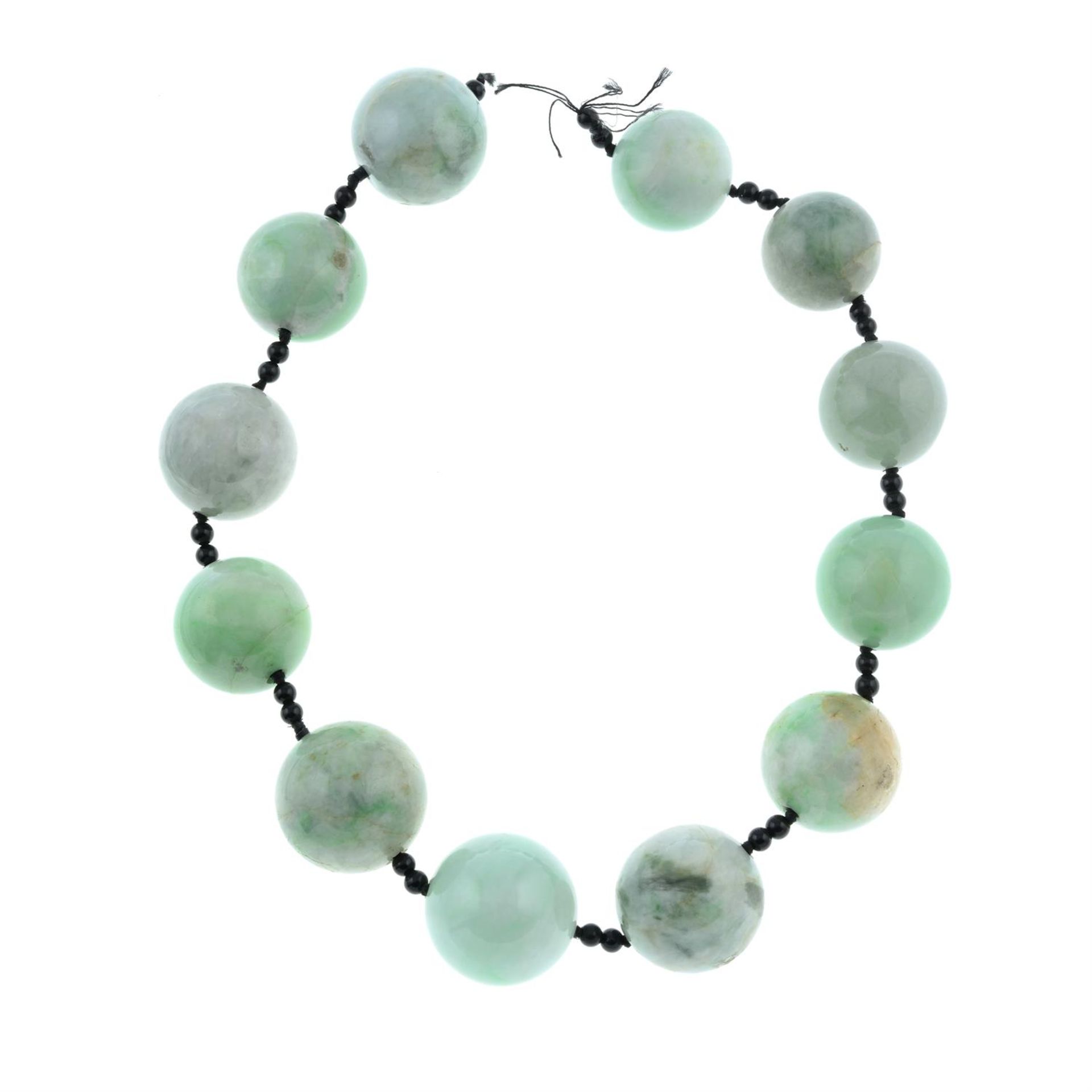 A jade bead necklace.