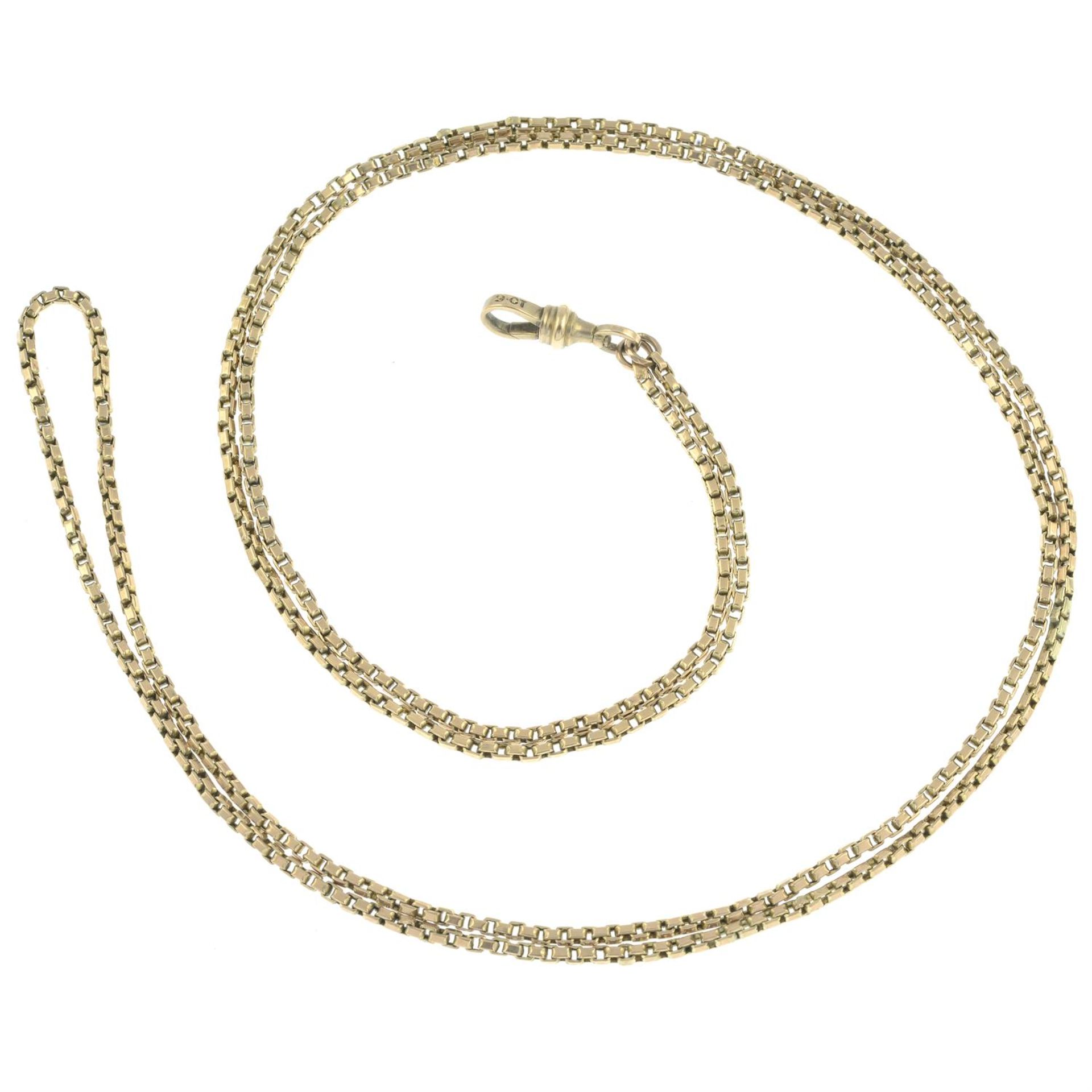 An early 20th century 9ct gold longuard chain.