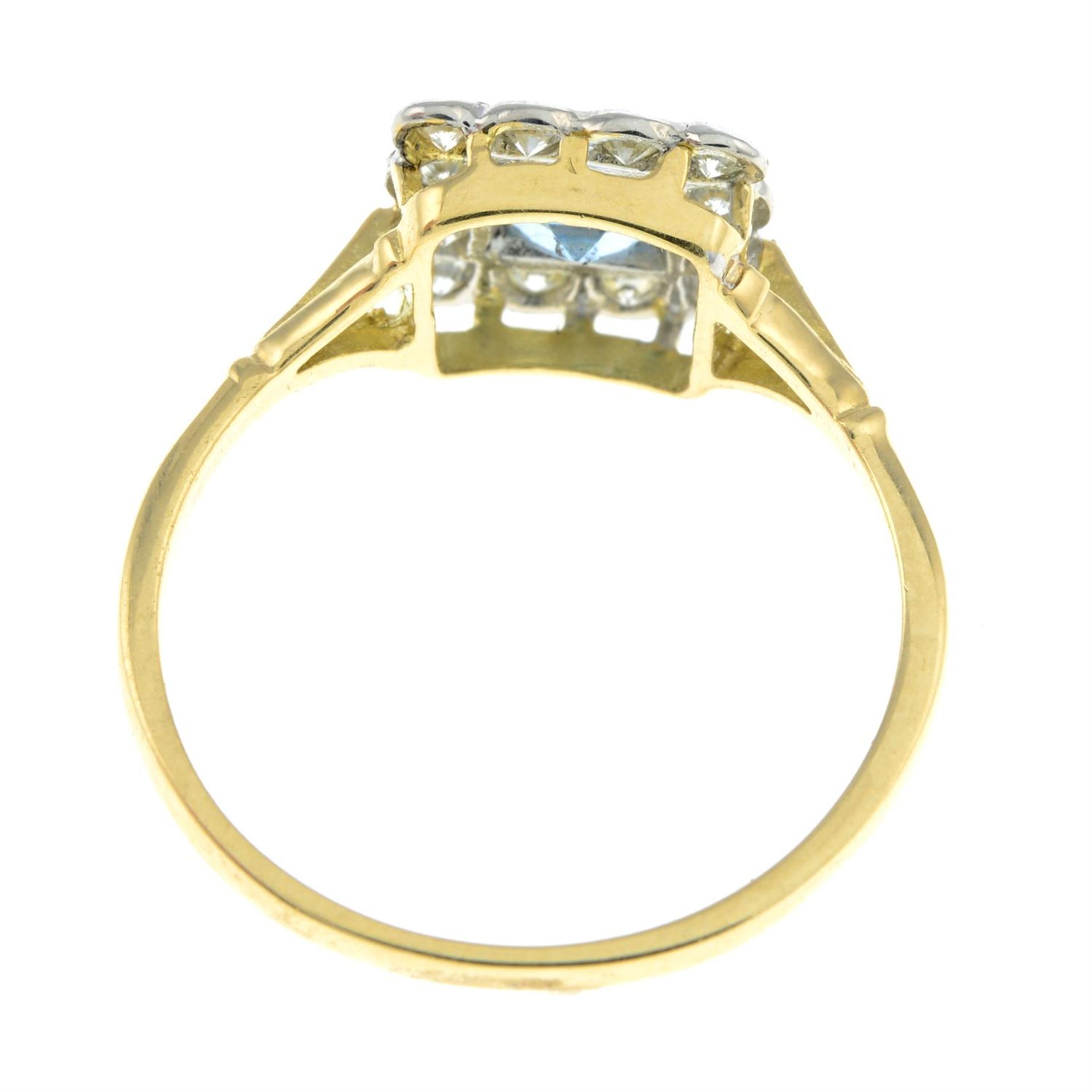 An aquamarine and diamond cluster ring. - Image 2 of 2