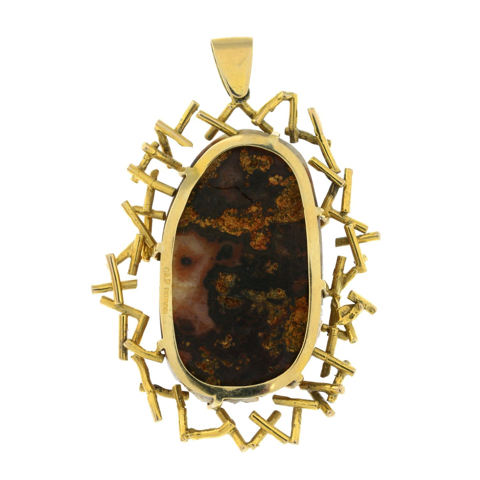 A 1970s 9ct gold citrine druzy abstract pendant, by Cropp & Farr. - Image 2 of 2