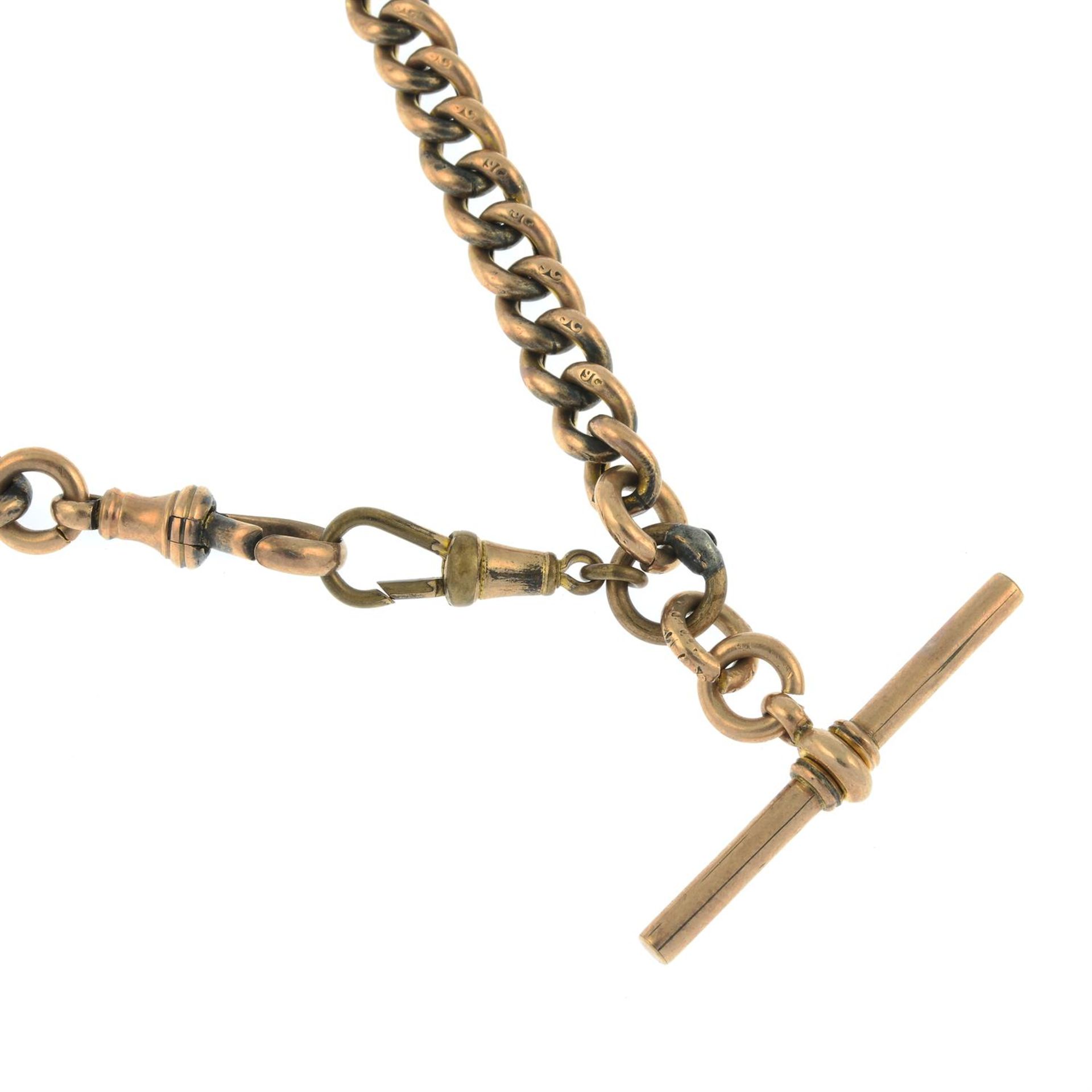 An early 20th century 9ct gold Albert chain, with T-bar. - Image 2 of 2