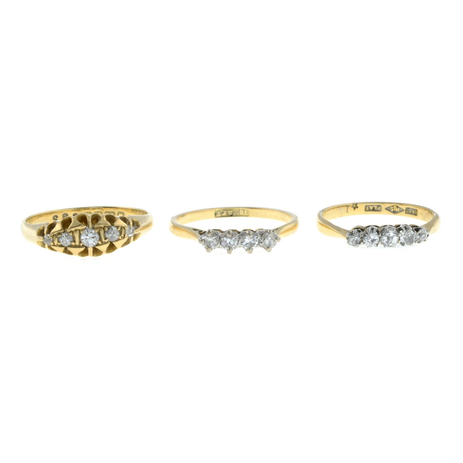 Three old-cut diamond rings.