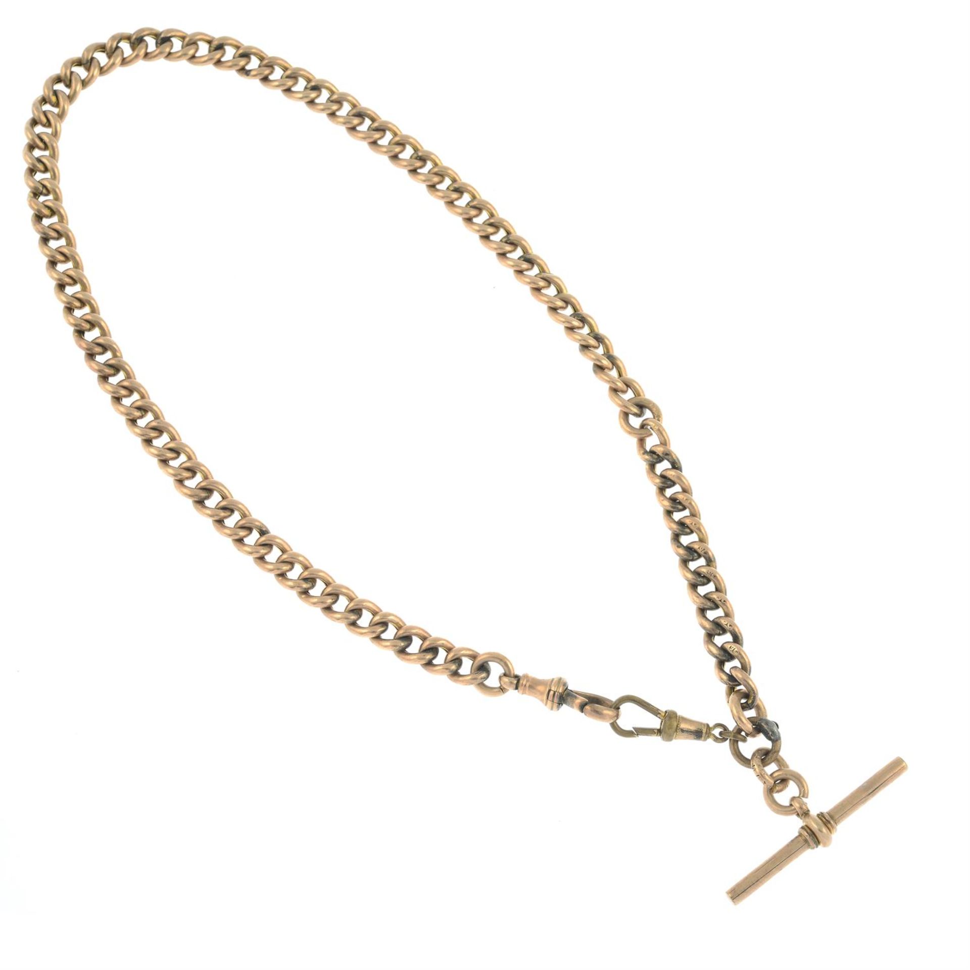 An early 20th century 9ct gold Albert chain, with T-bar.