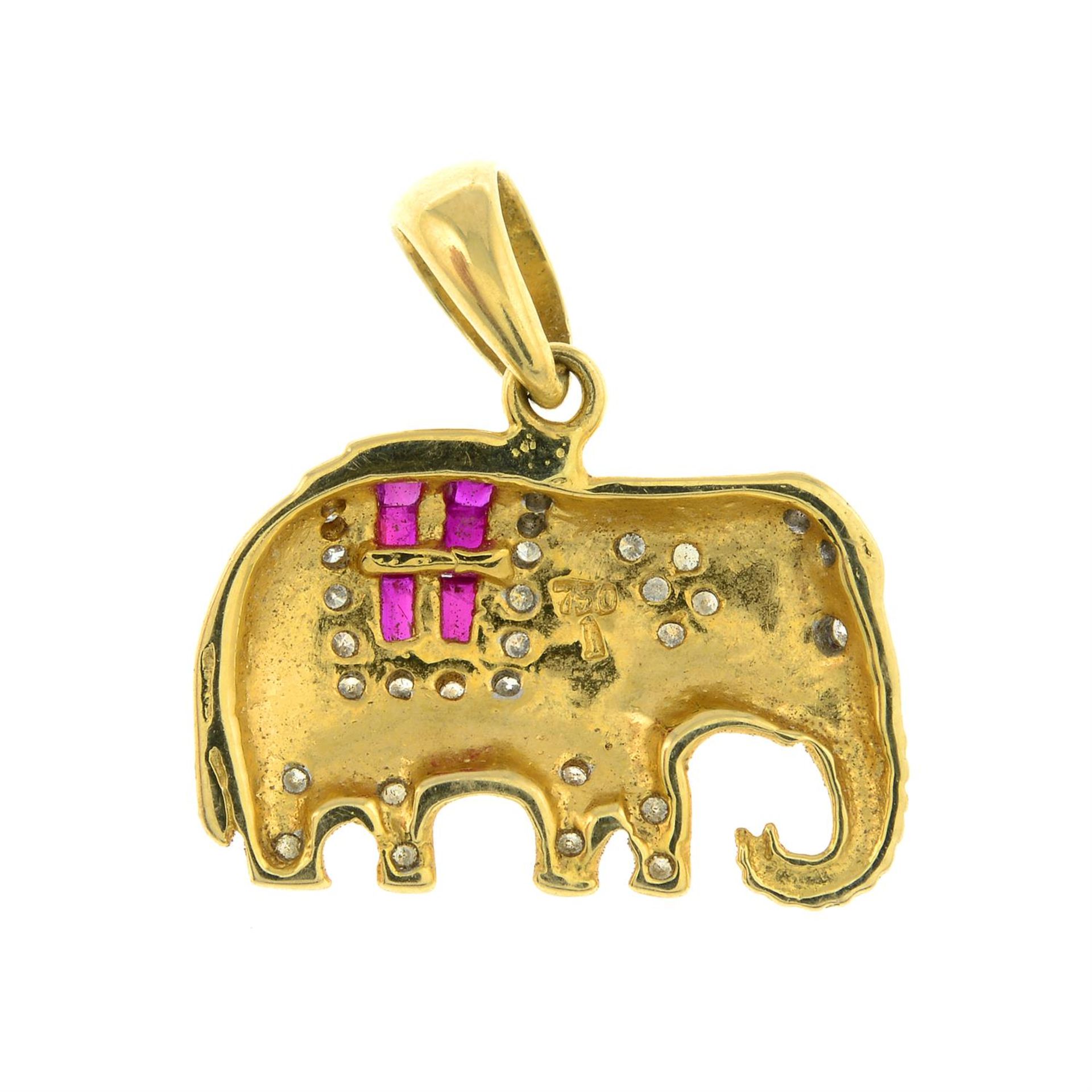 A ruby and diamond elephant pendant. - Image 2 of 2