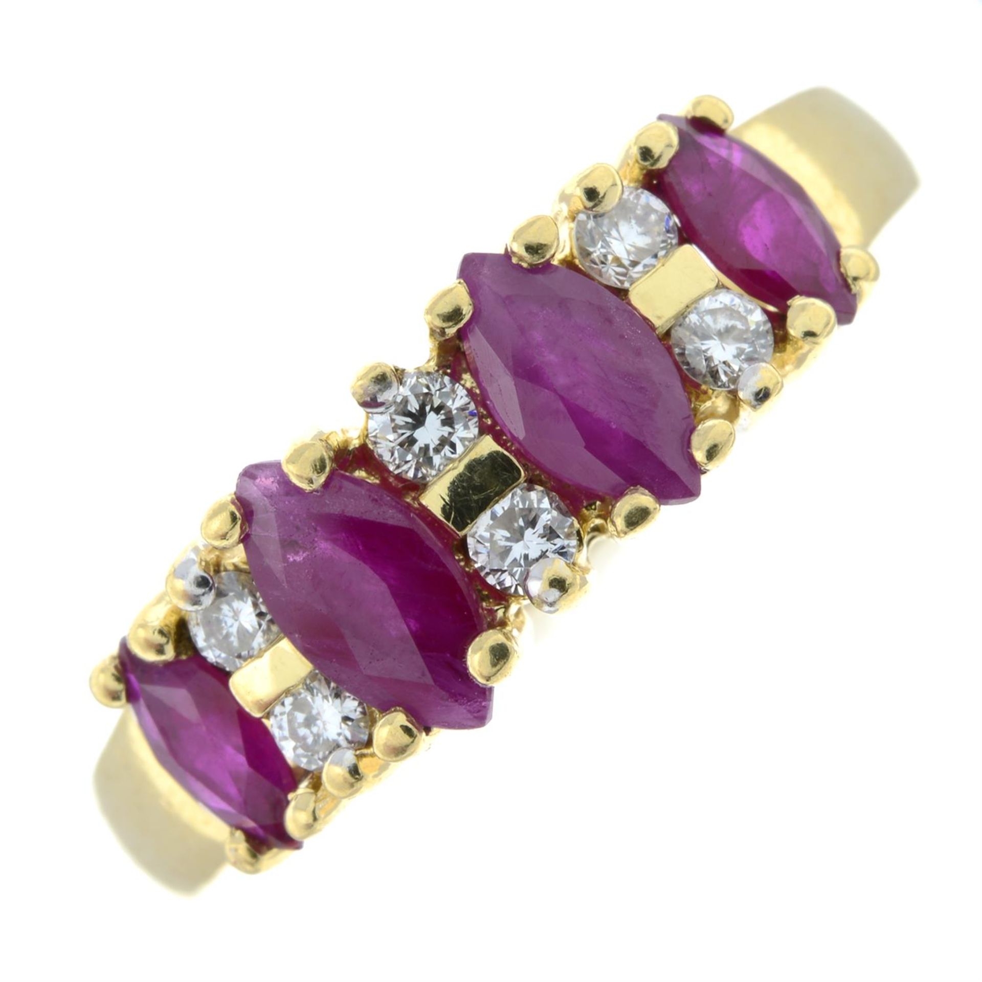 An 18ct gold ruby and diamond dress ring.